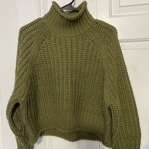 H&M olive green chunky knit sweater